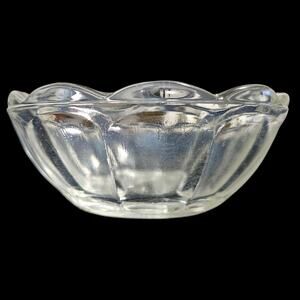 Set of 3 Vintage Clear Pressed Glass Dessert Bowl Scalloped Starburst Base 4.25"